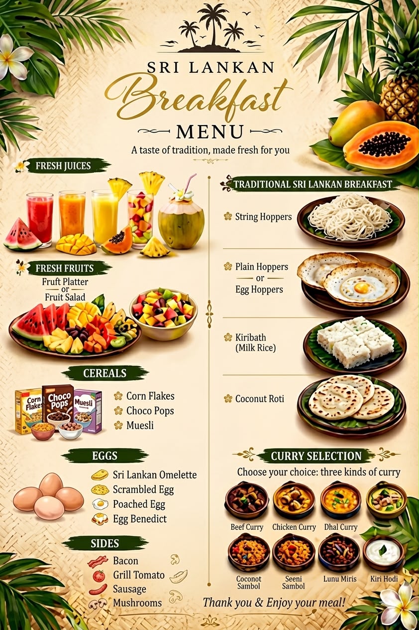Sri Lankan Breakfast menu