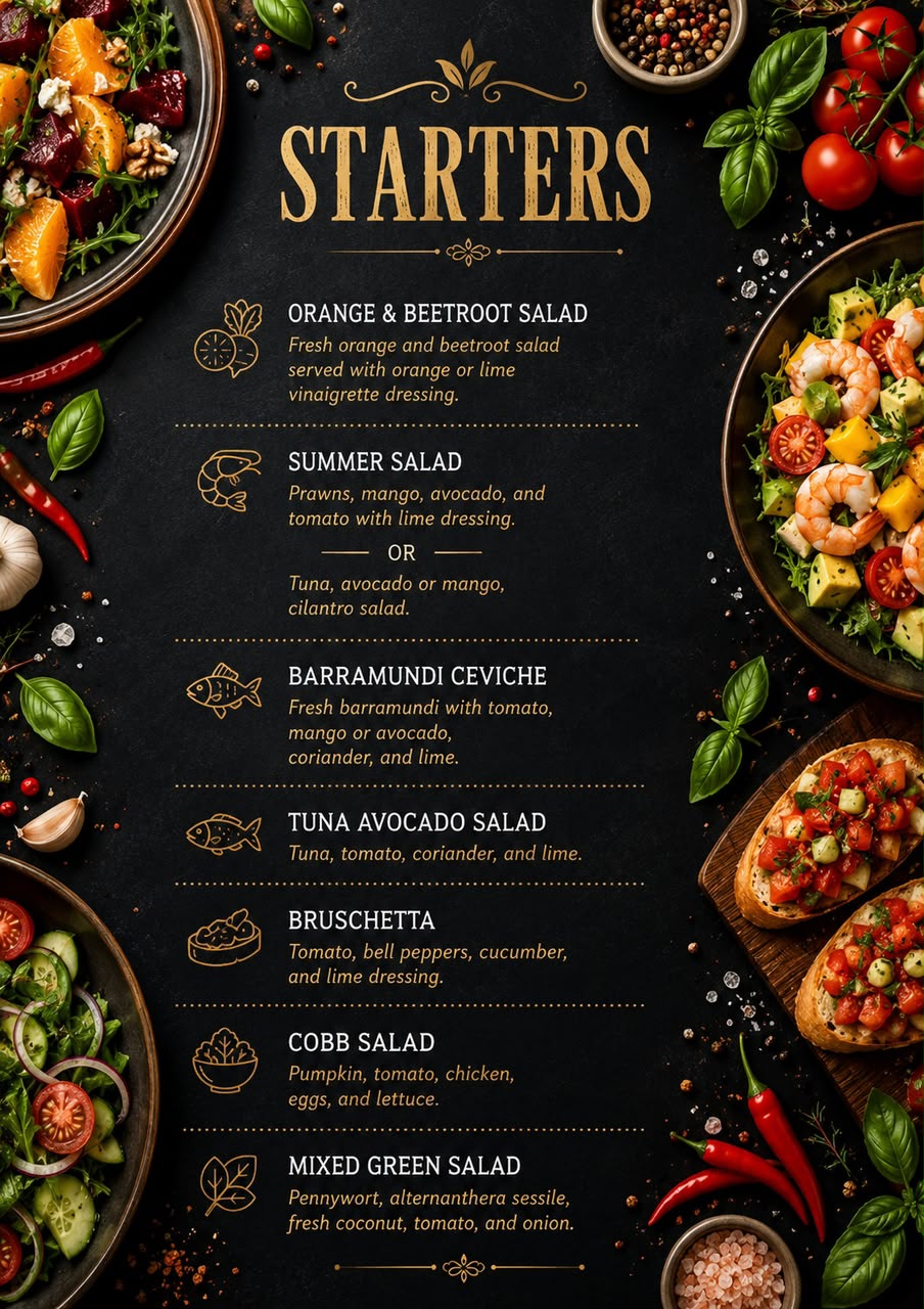 Starters menu