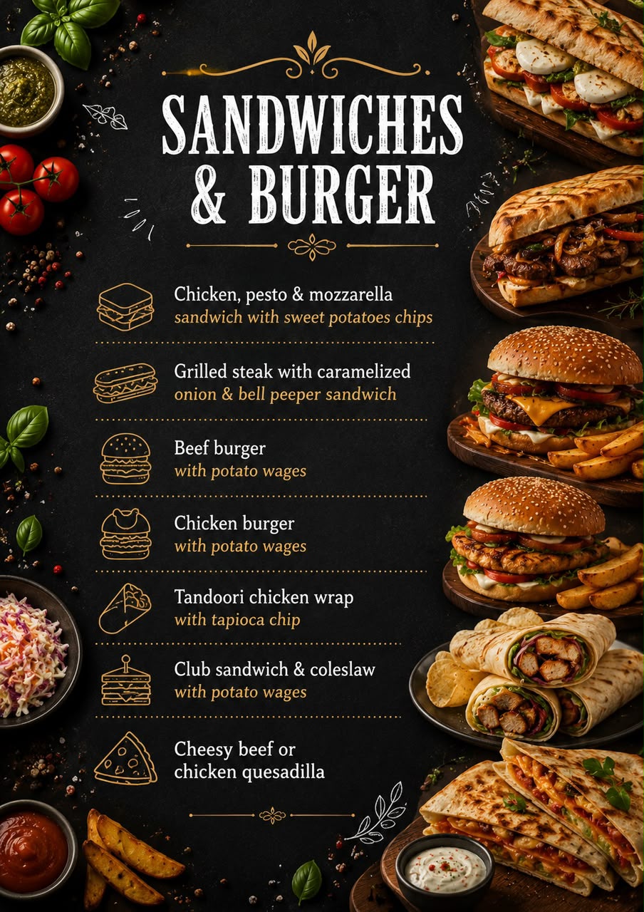 Sandwiches & Burgers menu