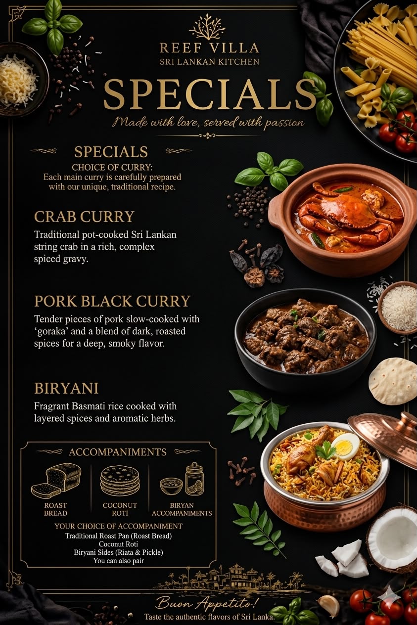 Chef's Specials menu
